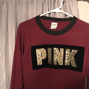 VS Pink maroon gold sequin tee